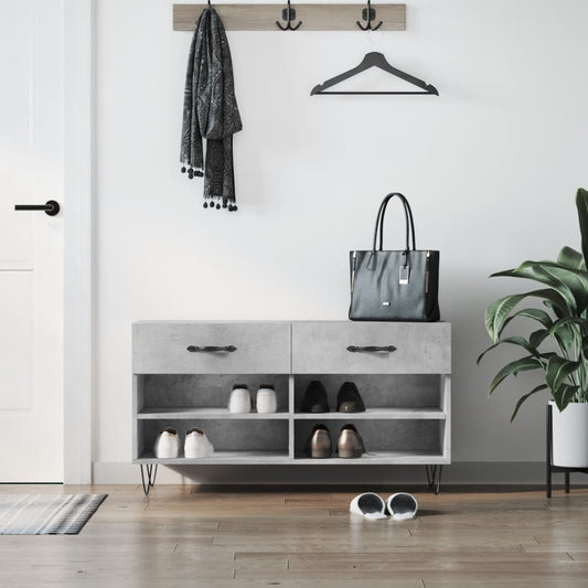 Shoe Bench Concrete Grey 102x35x55 cm Engineered Wood