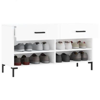 Shoe Bench High Gloss White 102x35x55 cm Engineered Wood
