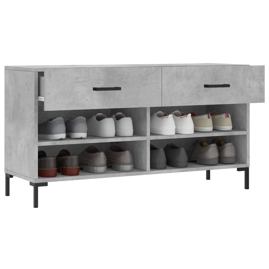 Shoe Bench Concrete Grey 102x35x55 cm Engineered Wood