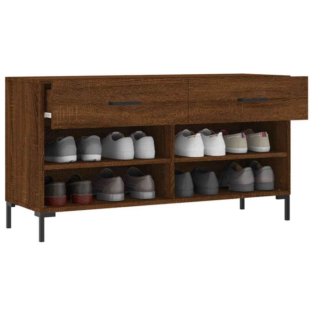 Shoe Bench Brown Oak 102x35x55 cm Engineered Wood