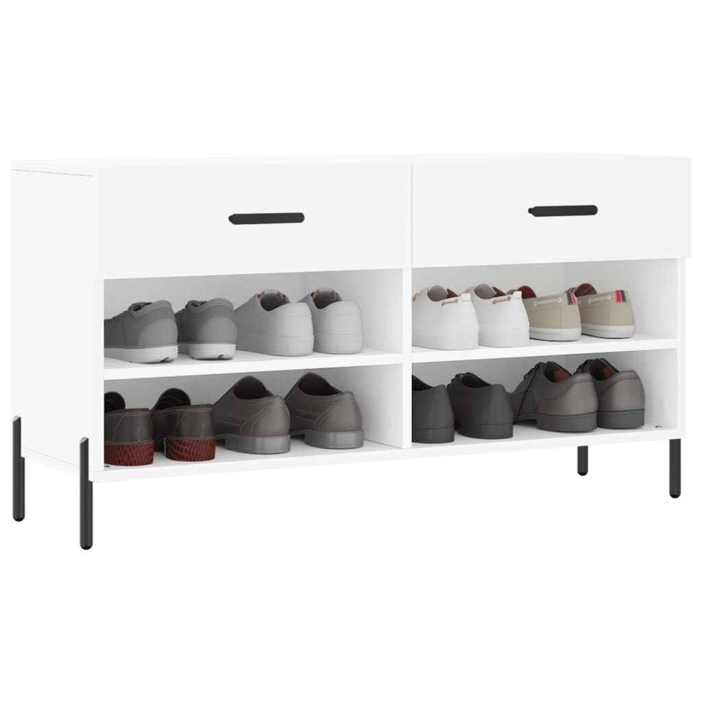 Shoe Bench White 102x35x55 cm Engineered Wood