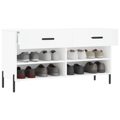 Shoe Bench White 102x35x55 cm Engineered Wood