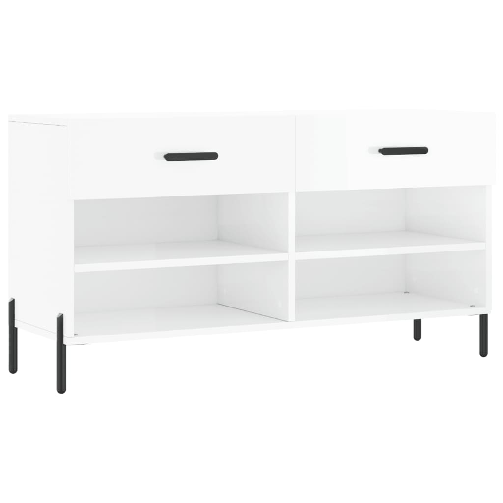 Shoe Bench High Gloss White 102x35x55 cm Engineered Wood