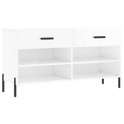 Shoe Bench High Gloss White 102x35x55 cm Engineered Wood