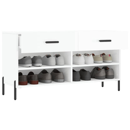 Shoe Bench High Gloss White 102x35x55 cm Engineered Wood