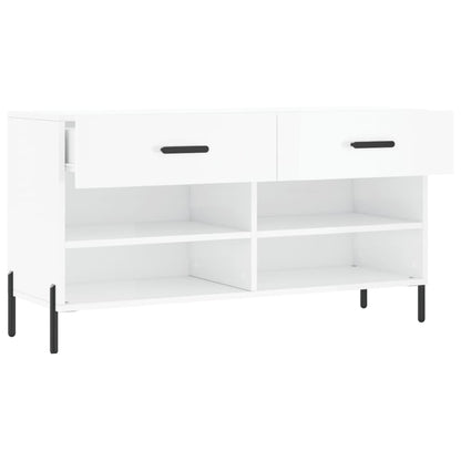 Shoe Bench High Gloss White 102x35x55 cm Engineered Wood