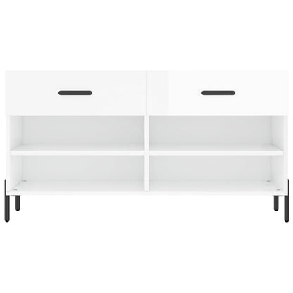 Shoe Bench High Gloss White 102x35x55 cm Engineered Wood