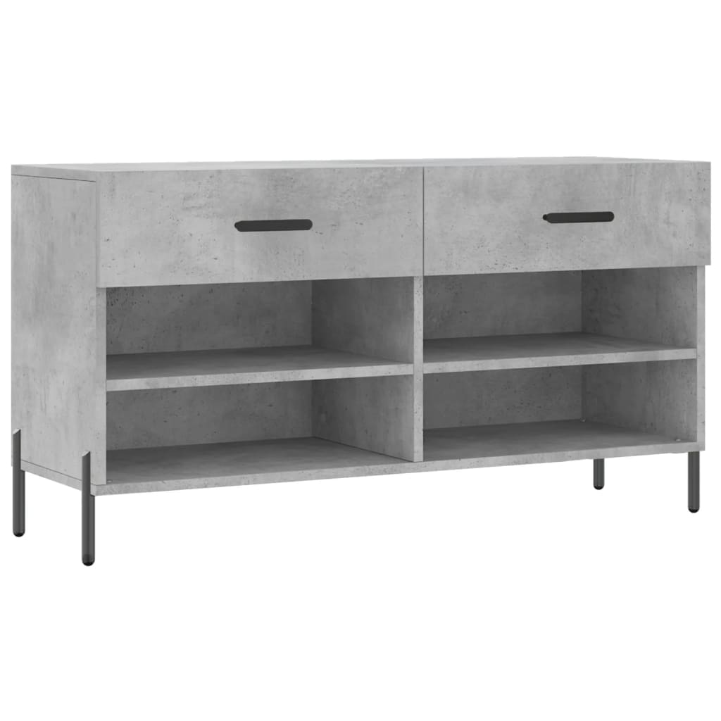 Shoe Bench Concrete Grey 102x35x55 cm Engineered Wood