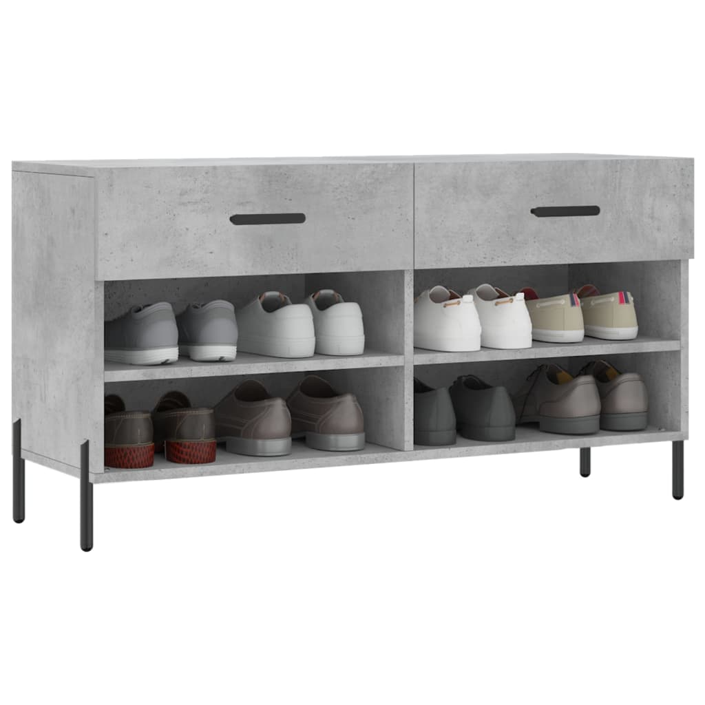 Shoe Bench Concrete Grey 102x35x55 cm Engineered Wood
