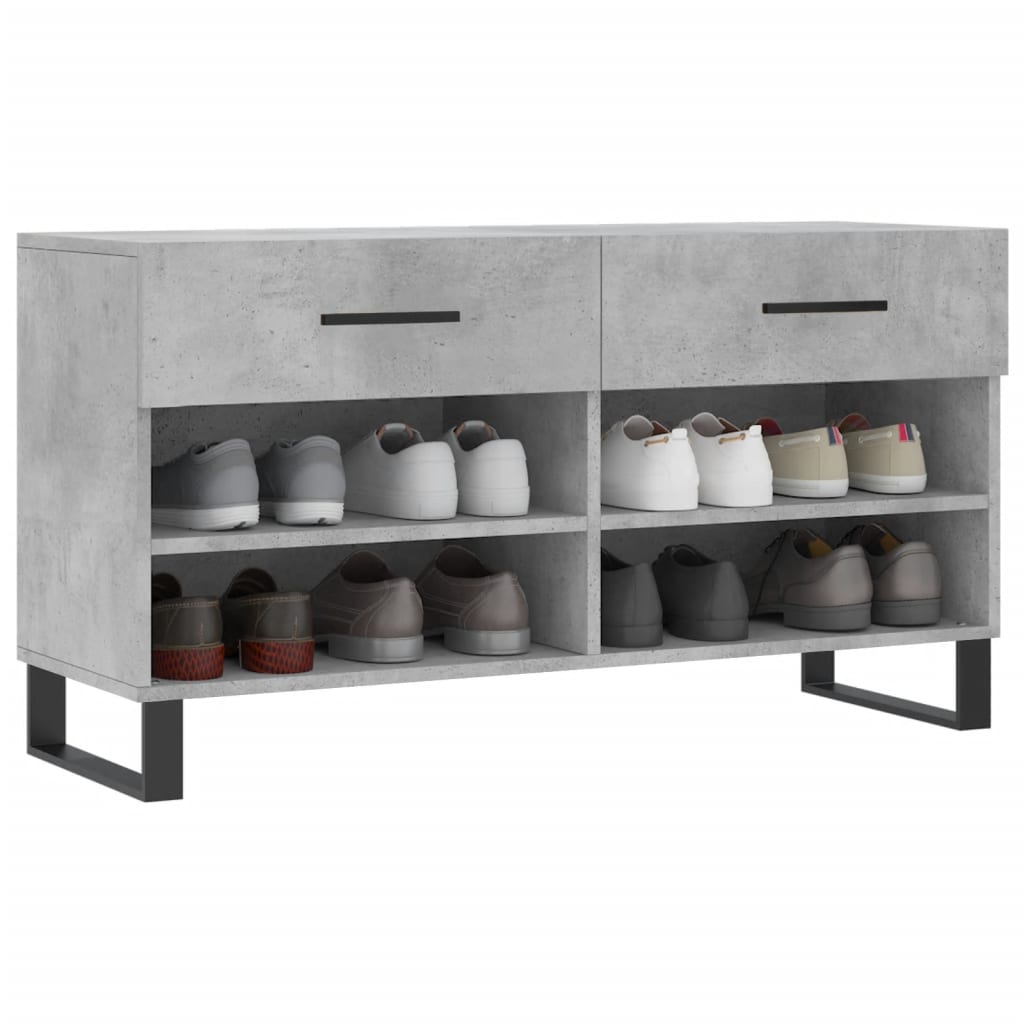 Shoe Bench Concrete Grey 102x35x55 cm Engineered Wood