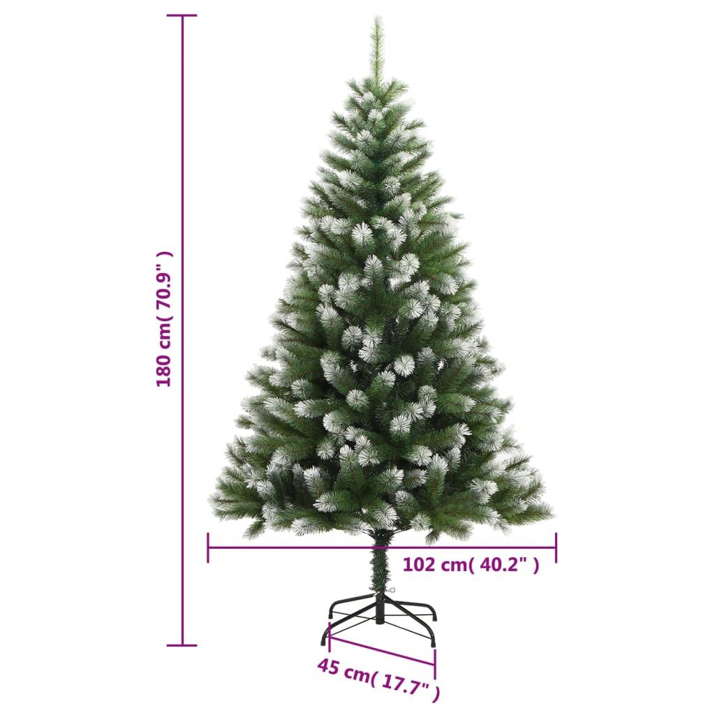 Artificial Hinged Christmas Tree with Flocked Snow 180 cm