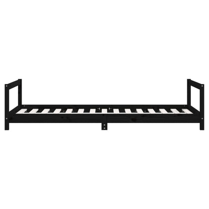 Kids Bed Frame Black 90x190 cm Solid Wood Pine