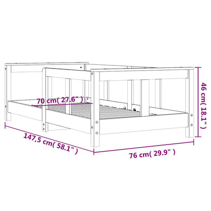 Kids Bed Frame 70x140 cm Solid Wood Pine