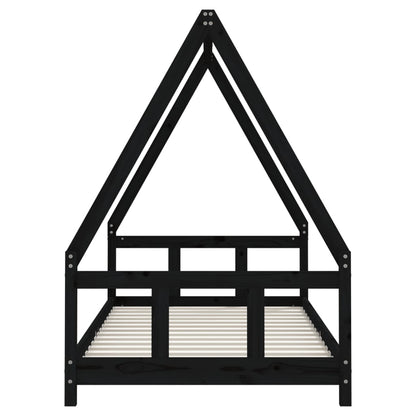 Kids Bed Frame Black 90x190 cm Solid Wood Pine