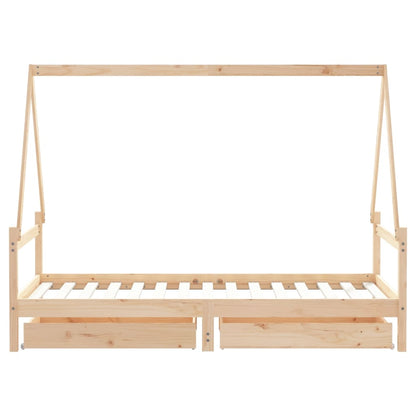Kids Bed Frame with Drawers 90x190 cm Solid Wood Pine