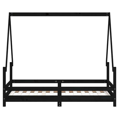 Kids Bed Frame Black 80x160 cm Solid Wood Pine