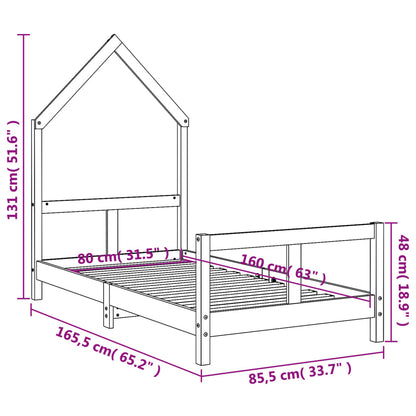 Kids Bed Frame 80x160 cm Solid Wood Pine