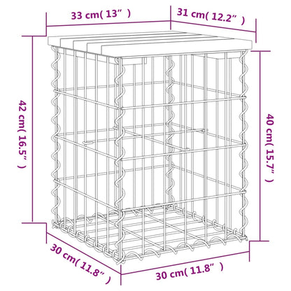 Garden Bench Gabion Design 33x31x42 cm Solid Wood Douglas
