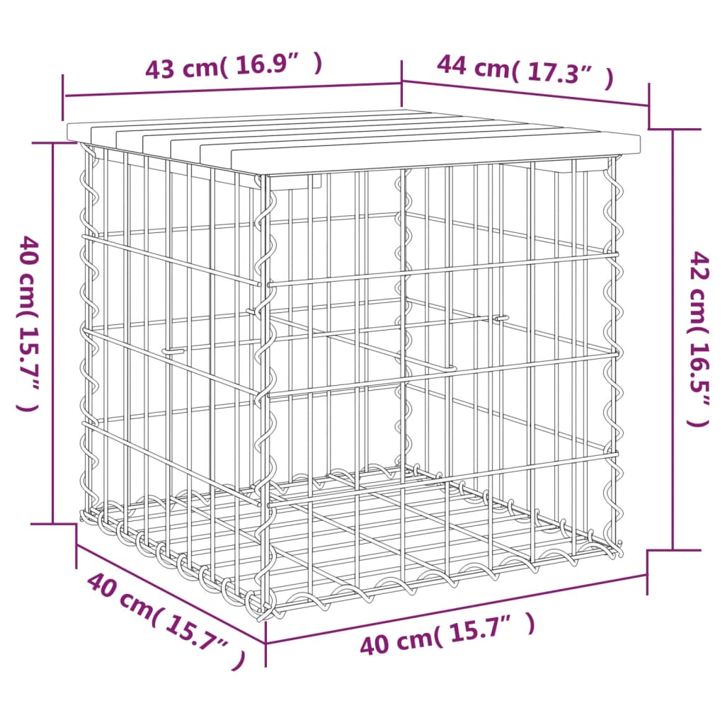 Garden Bench Gabion Design 43x44x42 cm Solid Wood Douglas