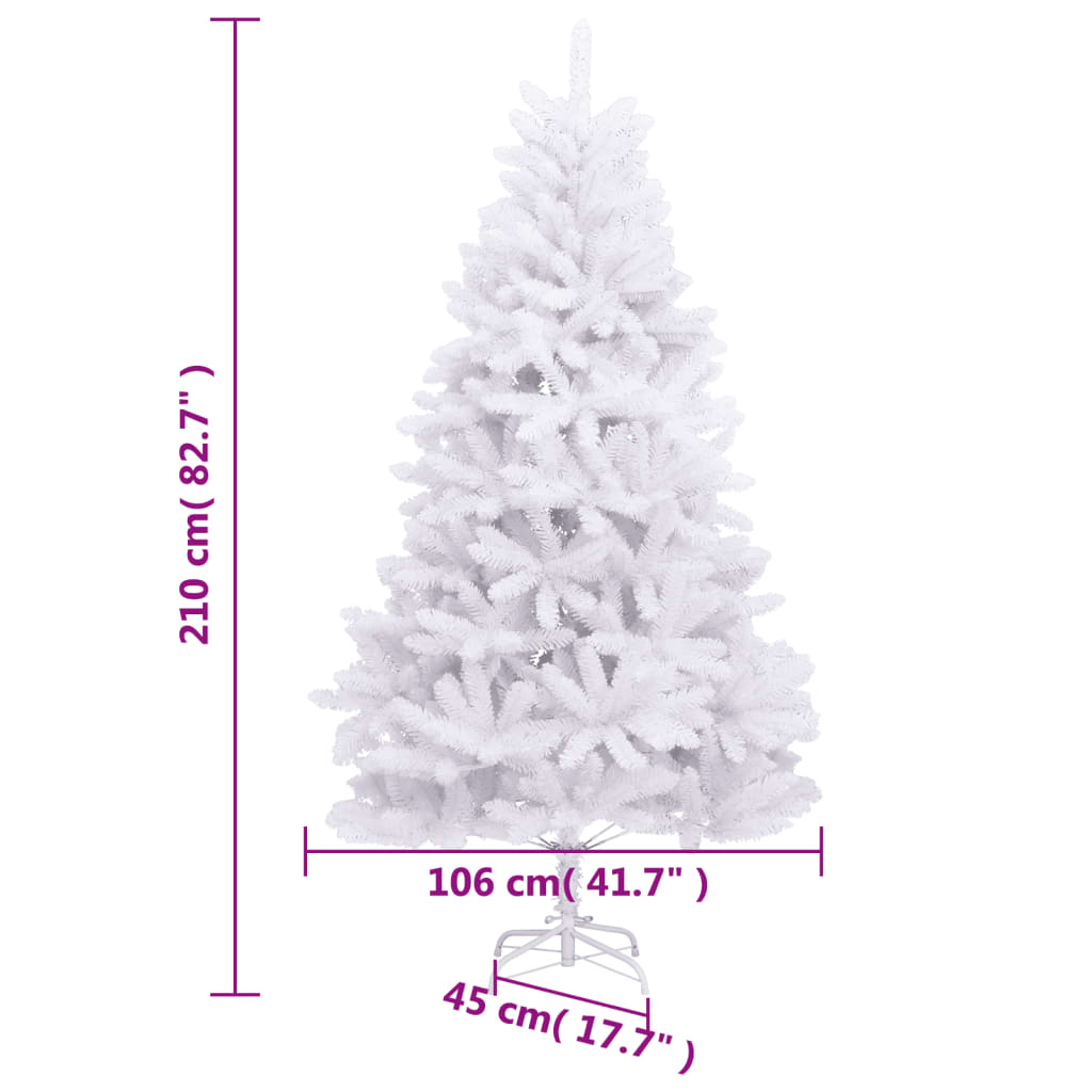 Artificial Hinged Christmas Tree with Stand White 210 cm