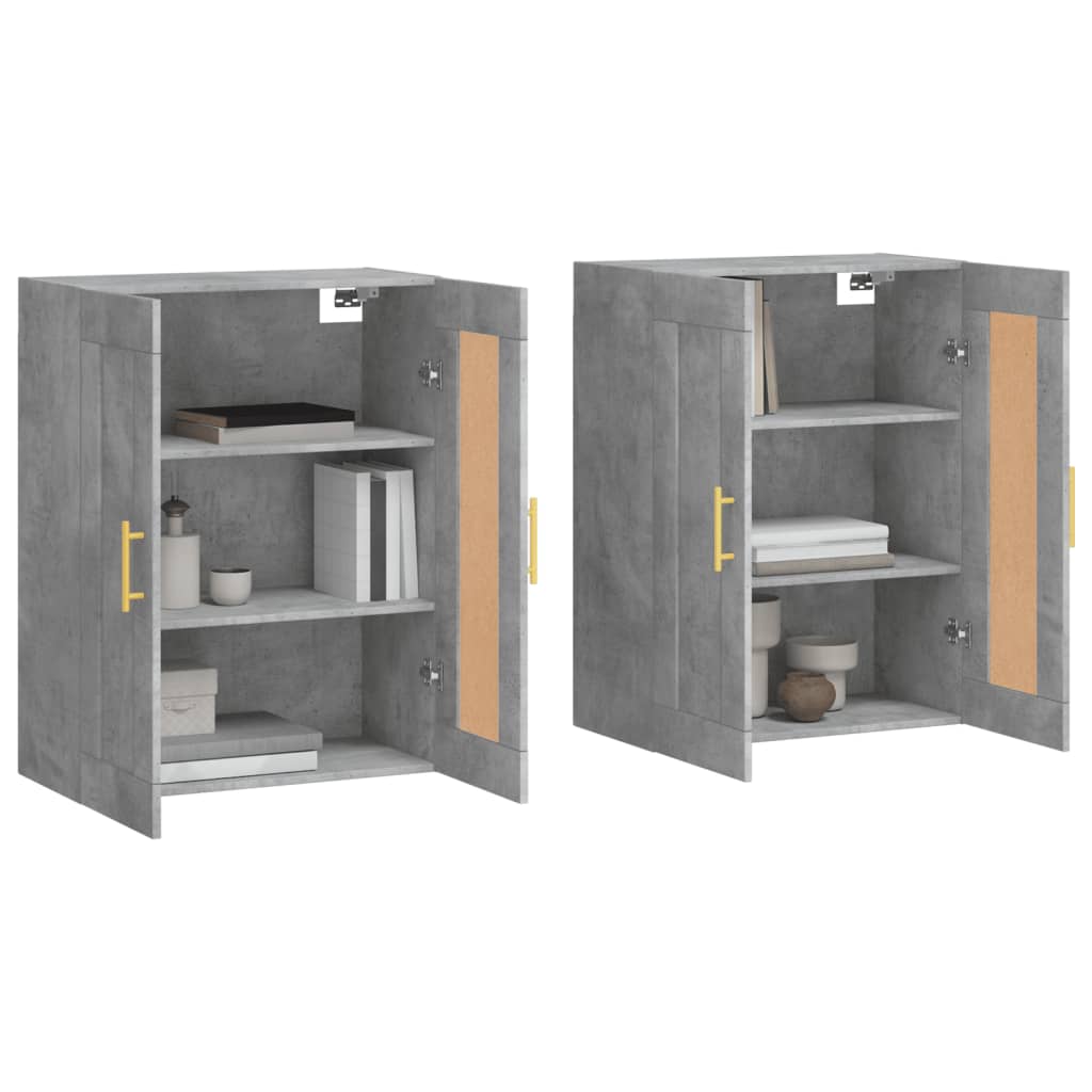 Wall Mounted Cabinets 2 pcs Concrete Grey Engineered Wood
