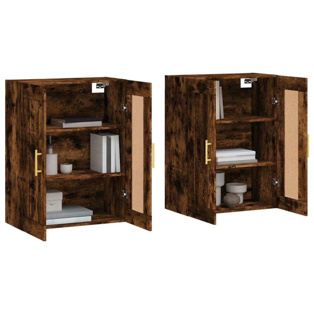Wall Mounted Cabinets 2 pcs Smoked Oak Engineered Wood