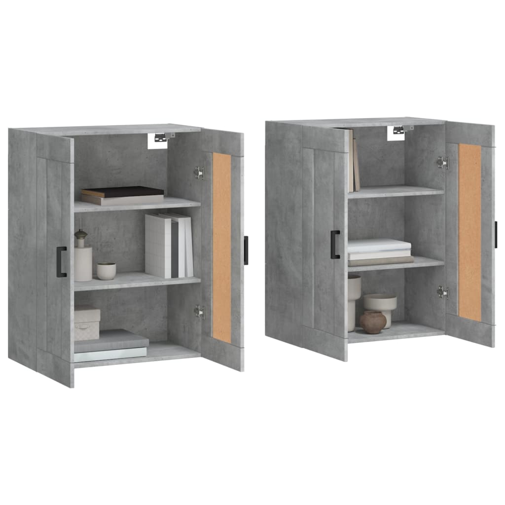 Wall Mounted Cabinets 2 pcs Concrete Grey Engineered Wood