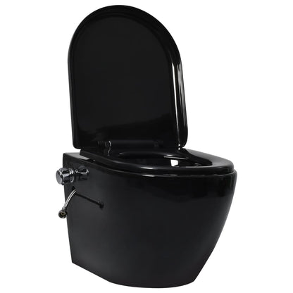 Wall Hung Rimless Toilet with Concealed Cistern Black Ceramic