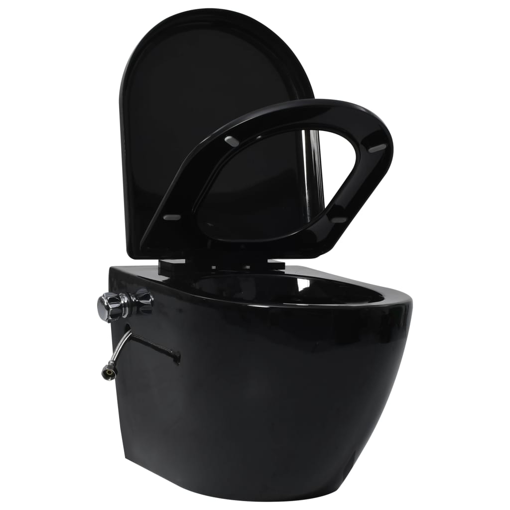 Wall Hung Rimless Toilet with Concealed Cistern Black Ceramic