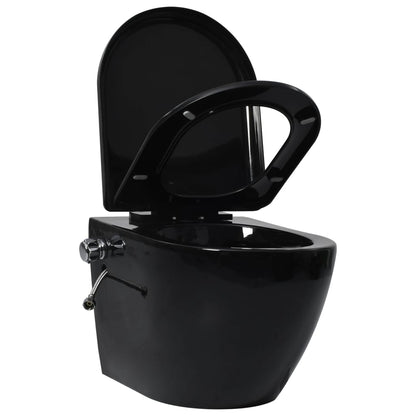 Wall Hung Rimless Toilet with Concealed Cistern Black Ceramic