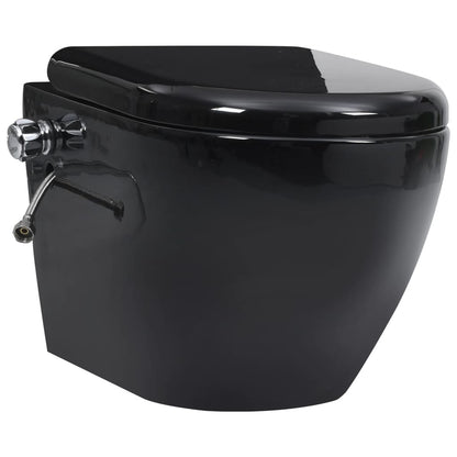 Wall Hung Rimless Toilet with Concealed Cistern Black Ceramic
