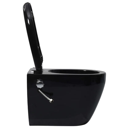 Wall Hung Rimless Toilet with Concealed Cistern Black Ceramic