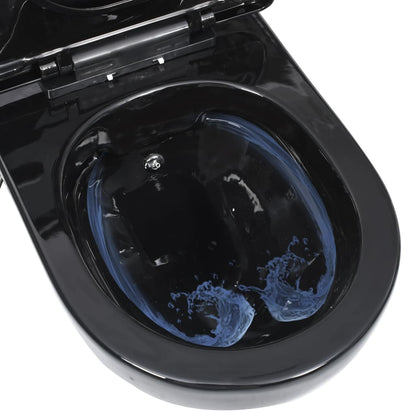 Wall Hung Rimless Toilet with Concealed Cistern Black Ceramic