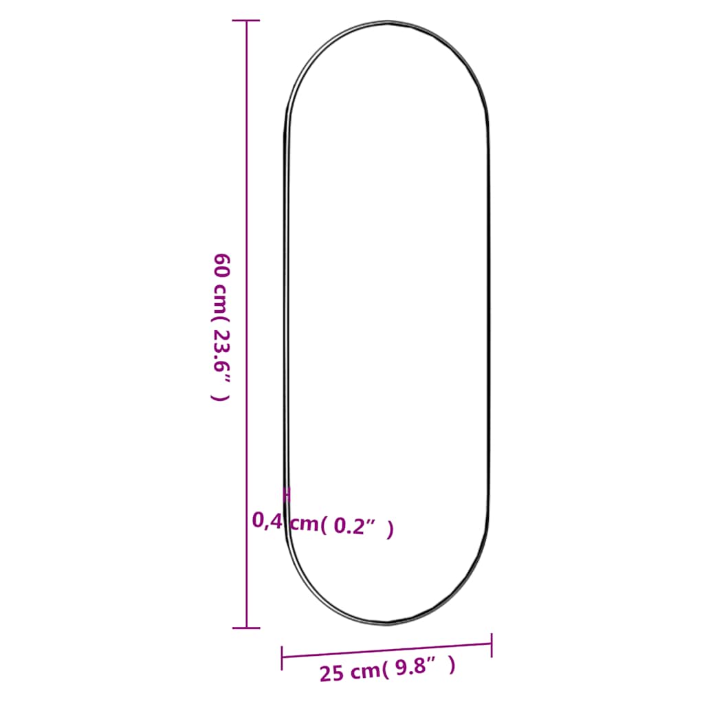 Wall Mirror 25x60 cm Glass Oval