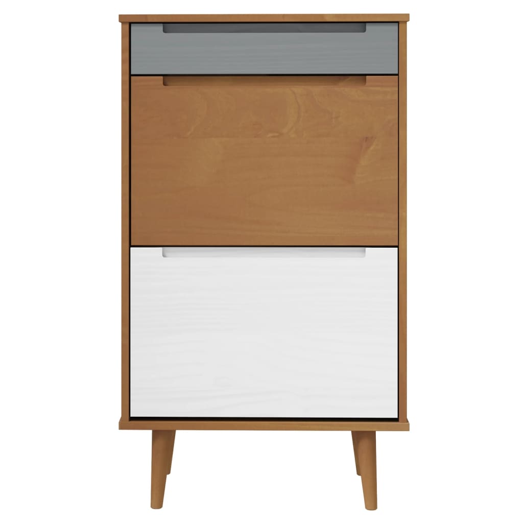 Shoe Cabinet MOLDE Brown 59,5x35x103 cm Solid Wood Pine