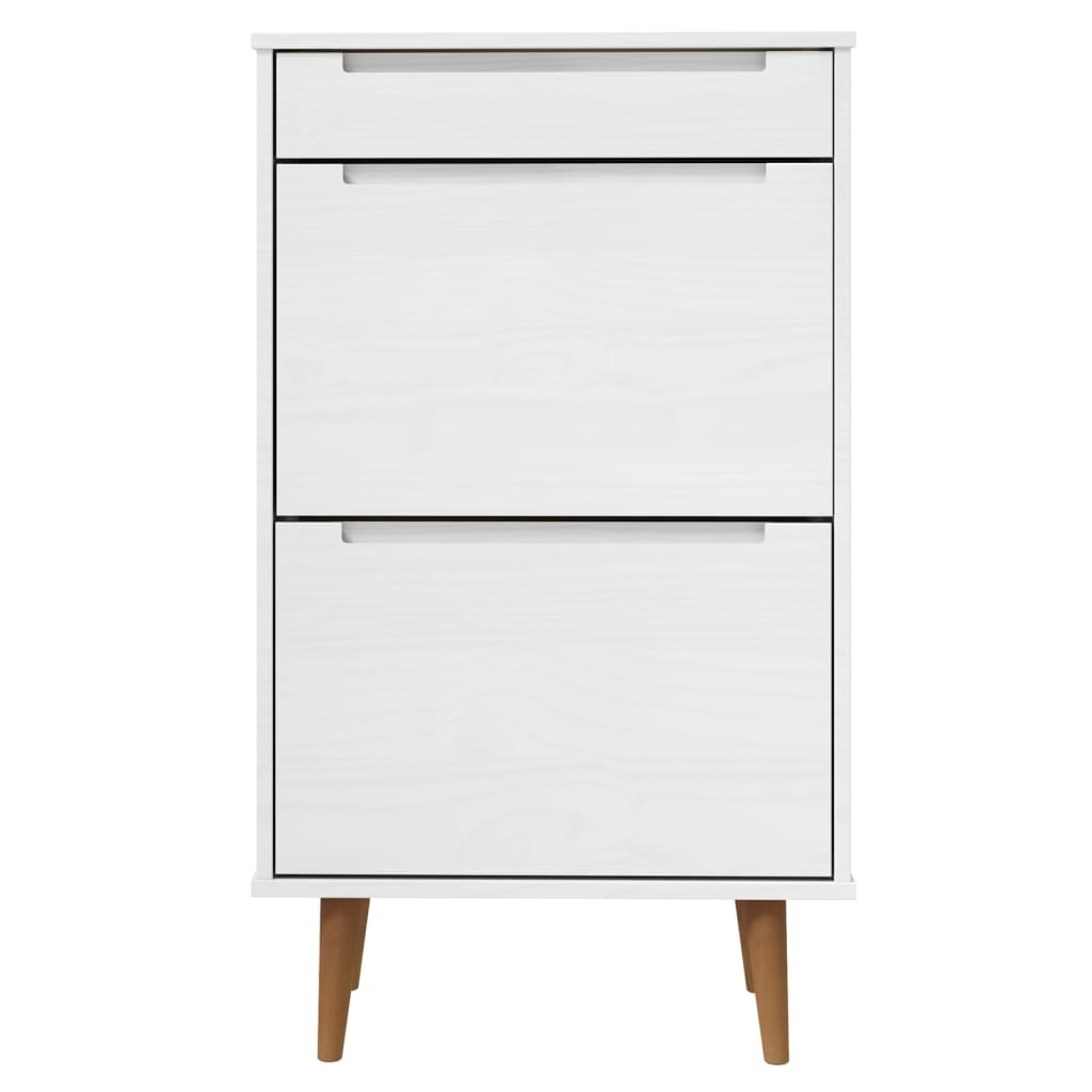 Shoe Cabinet MOLDE White 59,5x35x103 cm Solid Wood Pine