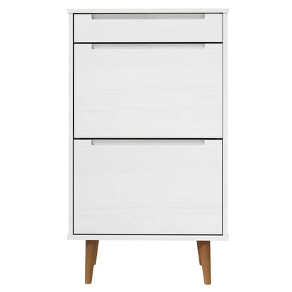 Shoe Cabinet MOLDE White 59,5x35x103 cm Solid Wood Pine