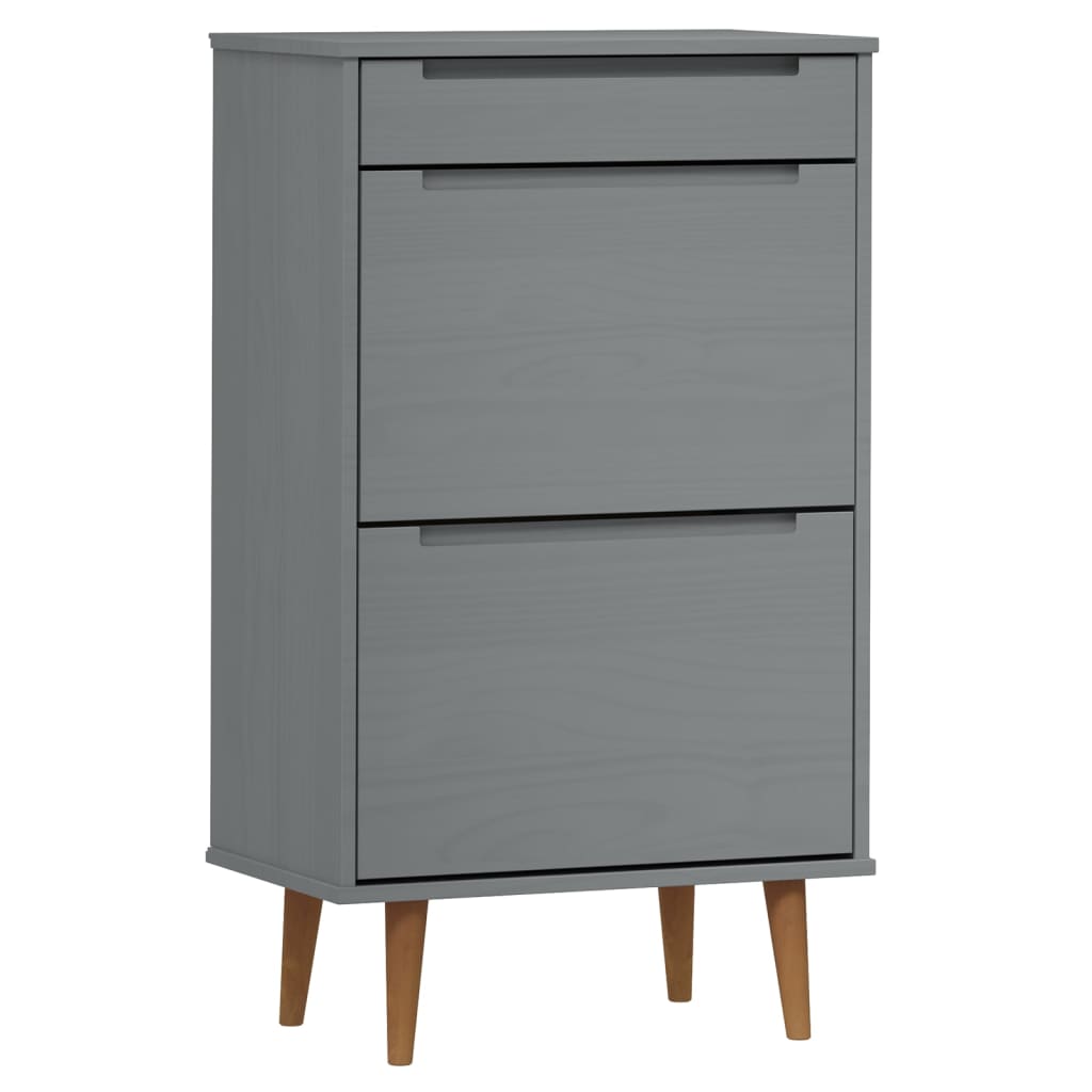 Shoe Cabinet MOLDE Grey 59,5x35x103 cm Solid Wood Pine