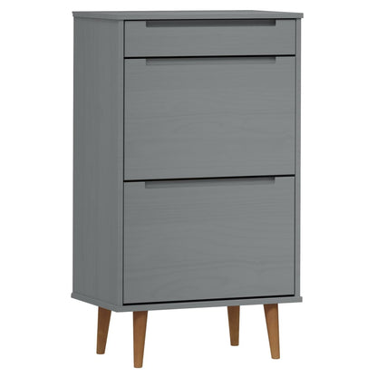 Shoe Cabinet MOLDE Grey 59,5x35x103 cm Solid Wood Pine
