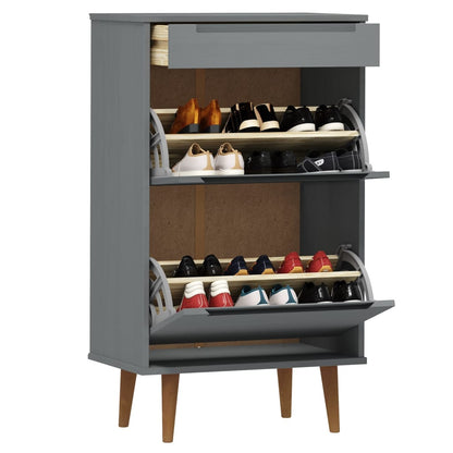 Shoe Cabinet MOLDE Grey 59,5x35x103 cm Solid Wood Pine