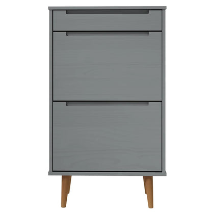 Shoe Cabinet MOLDE Grey 59,5x35x103 cm Solid Wood Pine