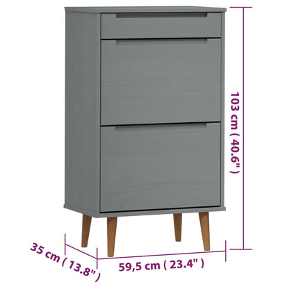 Shoe Cabinet MOLDE Grey 59,5x35x103 cm Solid Wood Pine