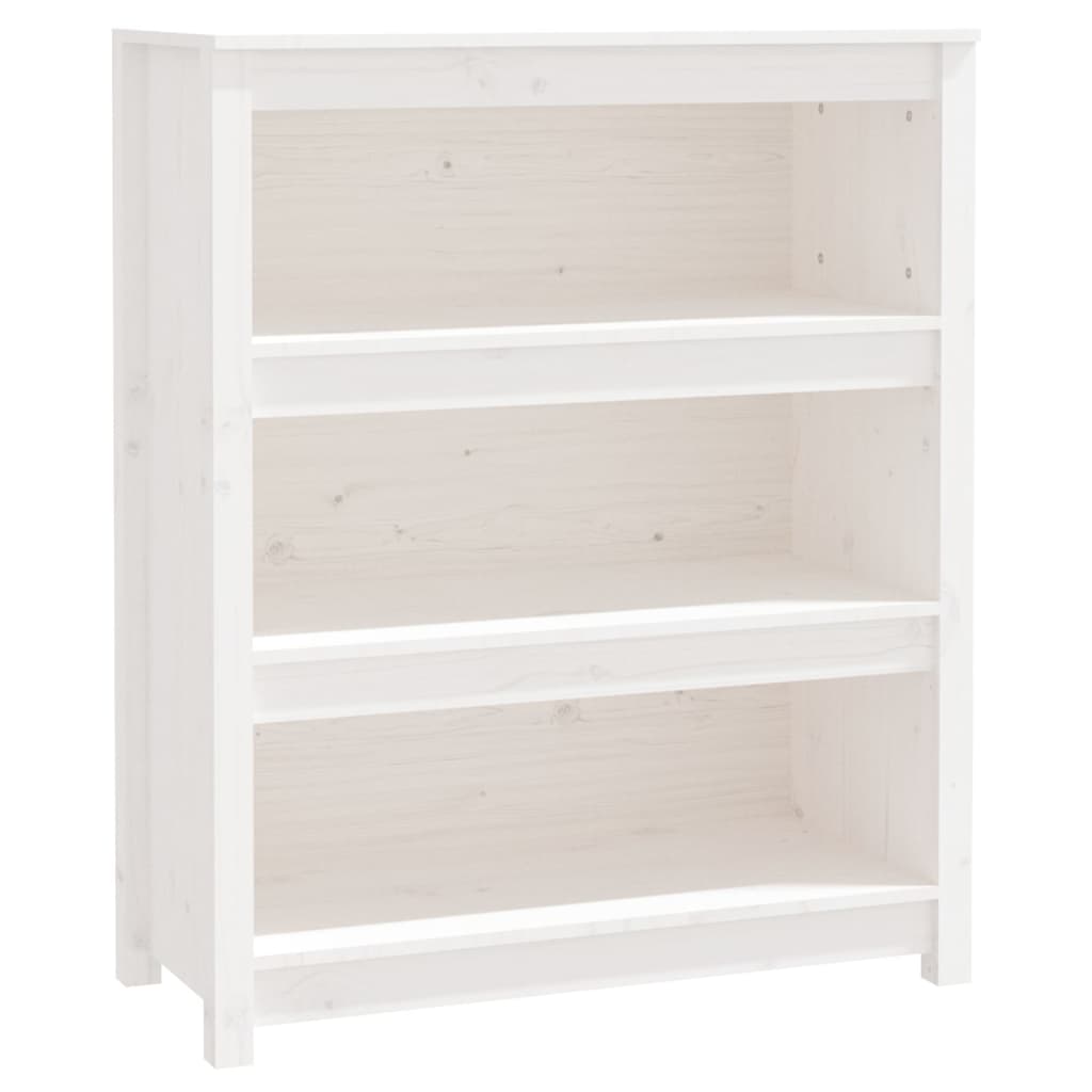 Book Cabinet White 80x35x97 cm Solid Wood Pine