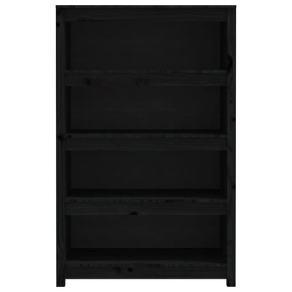 Book Cabinet Black 80x35x126 cm Solid Wood Pine