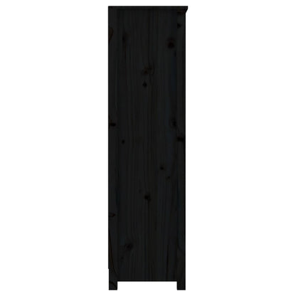 Book Cabinet Black 80x35x126 cm Solid Wood Pine