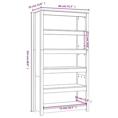 Book Cabinet Grey 80x35x154 cm Solid Wood Pine