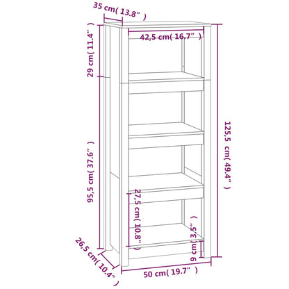 Book Cabinet Honey Brown 50x35x125.5 cm Solid Wood Pine