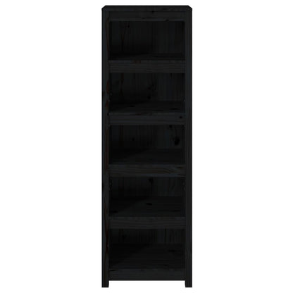 Book Cabinet Black 50x35x154 cm Solid Wood Pine