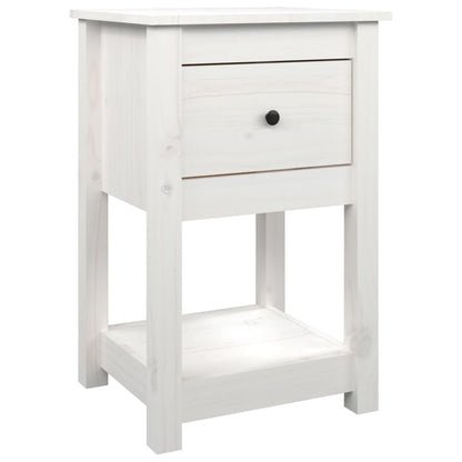 Bedside Cabinet White 40x35x61.5 cm Solid Wood Pine