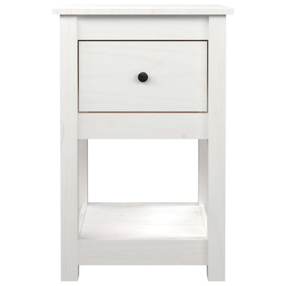Bedside Cabinet White 40x35x61.5 cm Solid Wood Pine